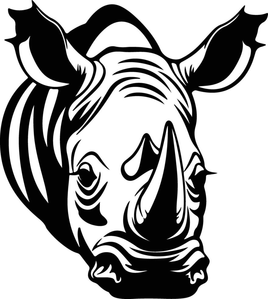 cuddly Black silhouette of rhinoceros head vector