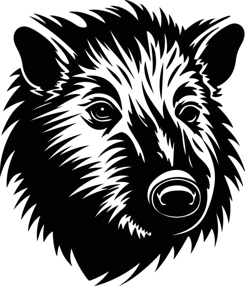 winsome Black silhouette of javelina head vector