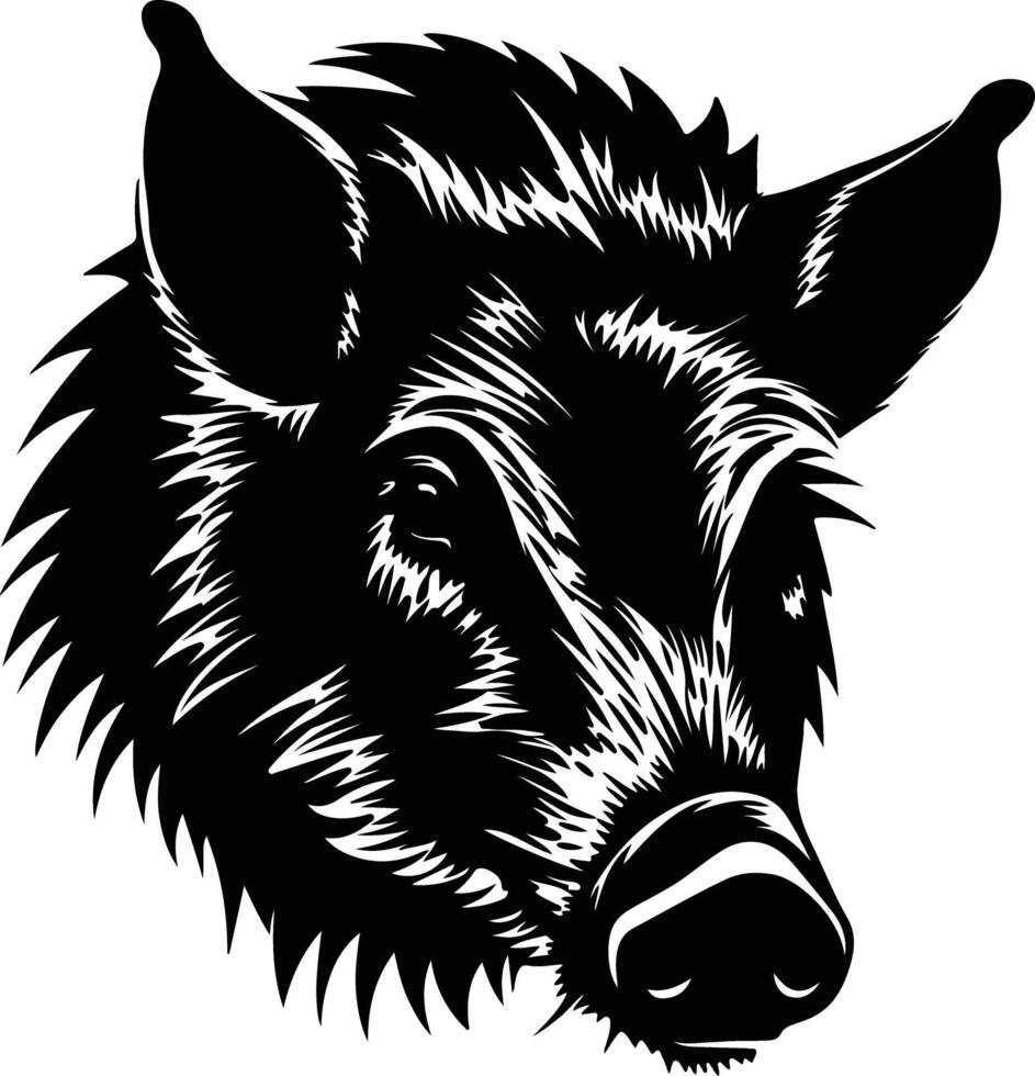 captivating Black silhouette of javelina head vector