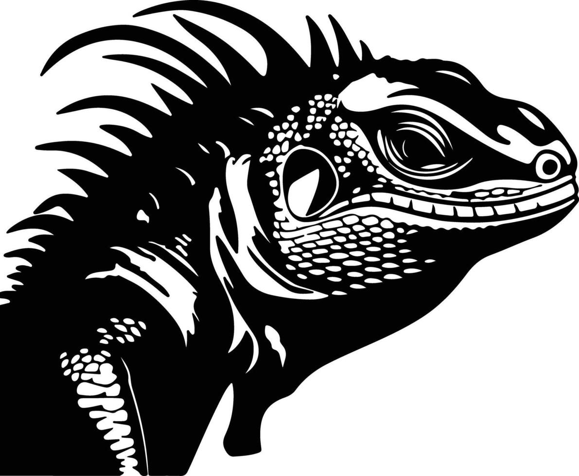 precious Black silhouette of iguana head vector