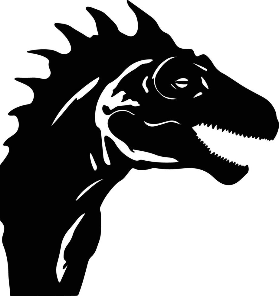 captivating Black silhouette of Iguanodon head vector
