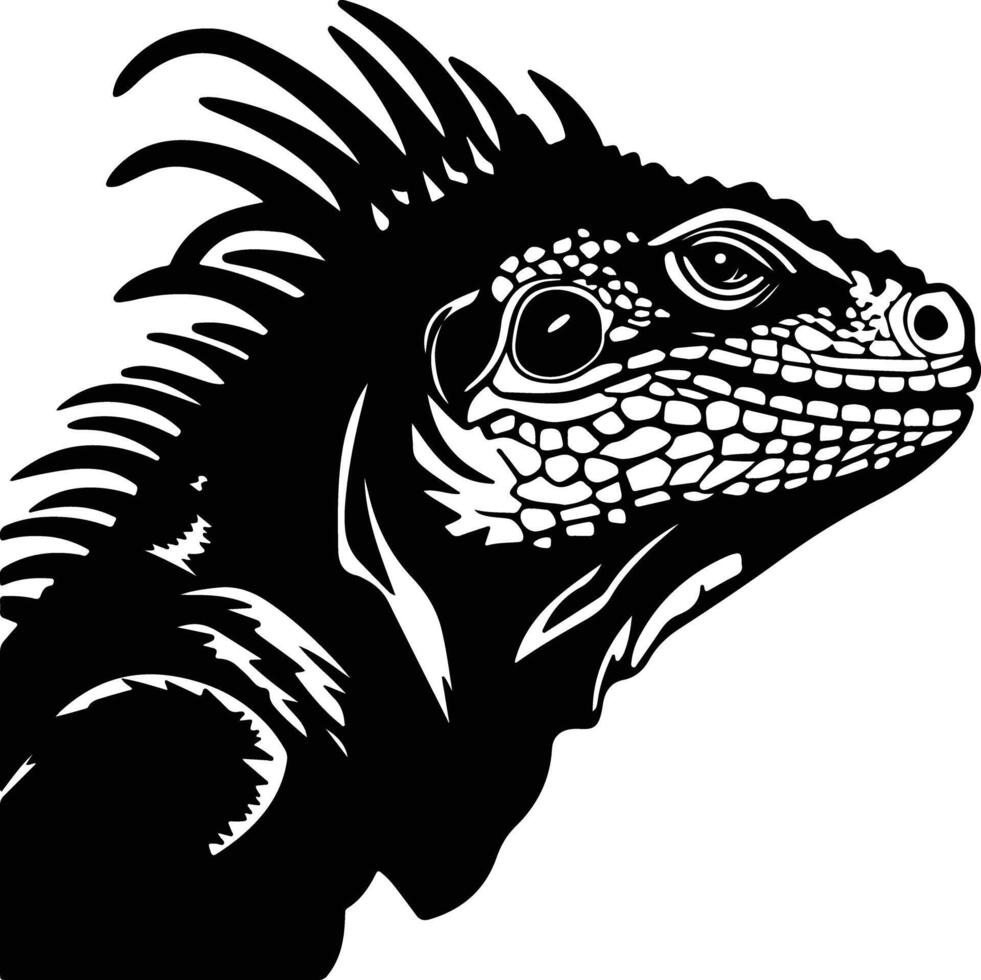 adorable Black silhouette of iguana head vector
