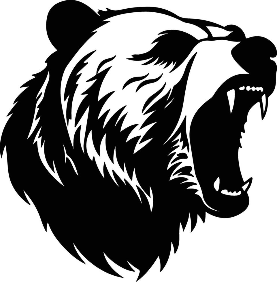 cuddly Black silhouette of grizzly bear head vector