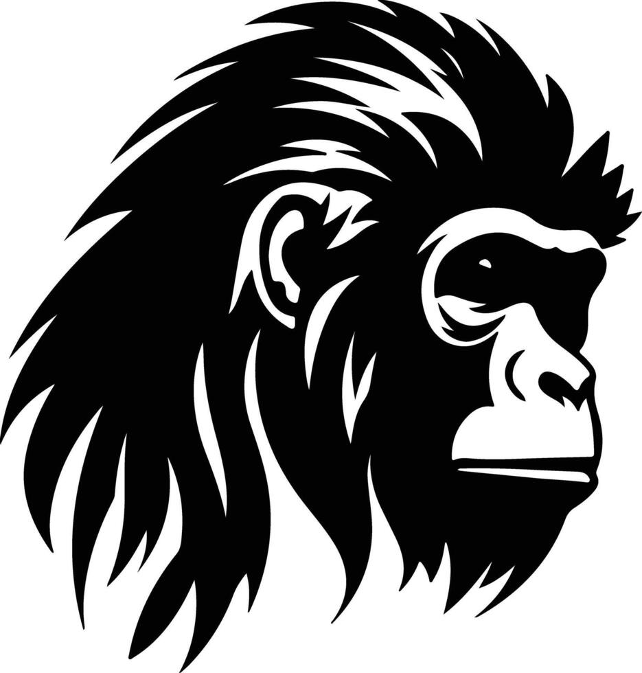 sweet Black silhouette of howler monkey head vector