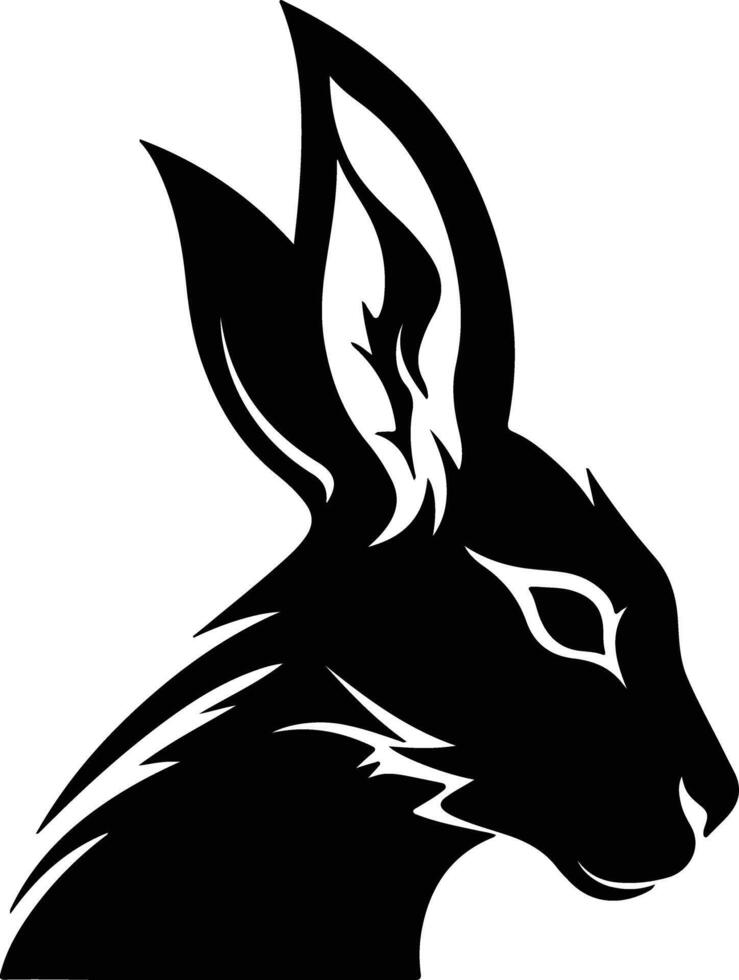 graceful Black silhouette of jack rabbit head vector