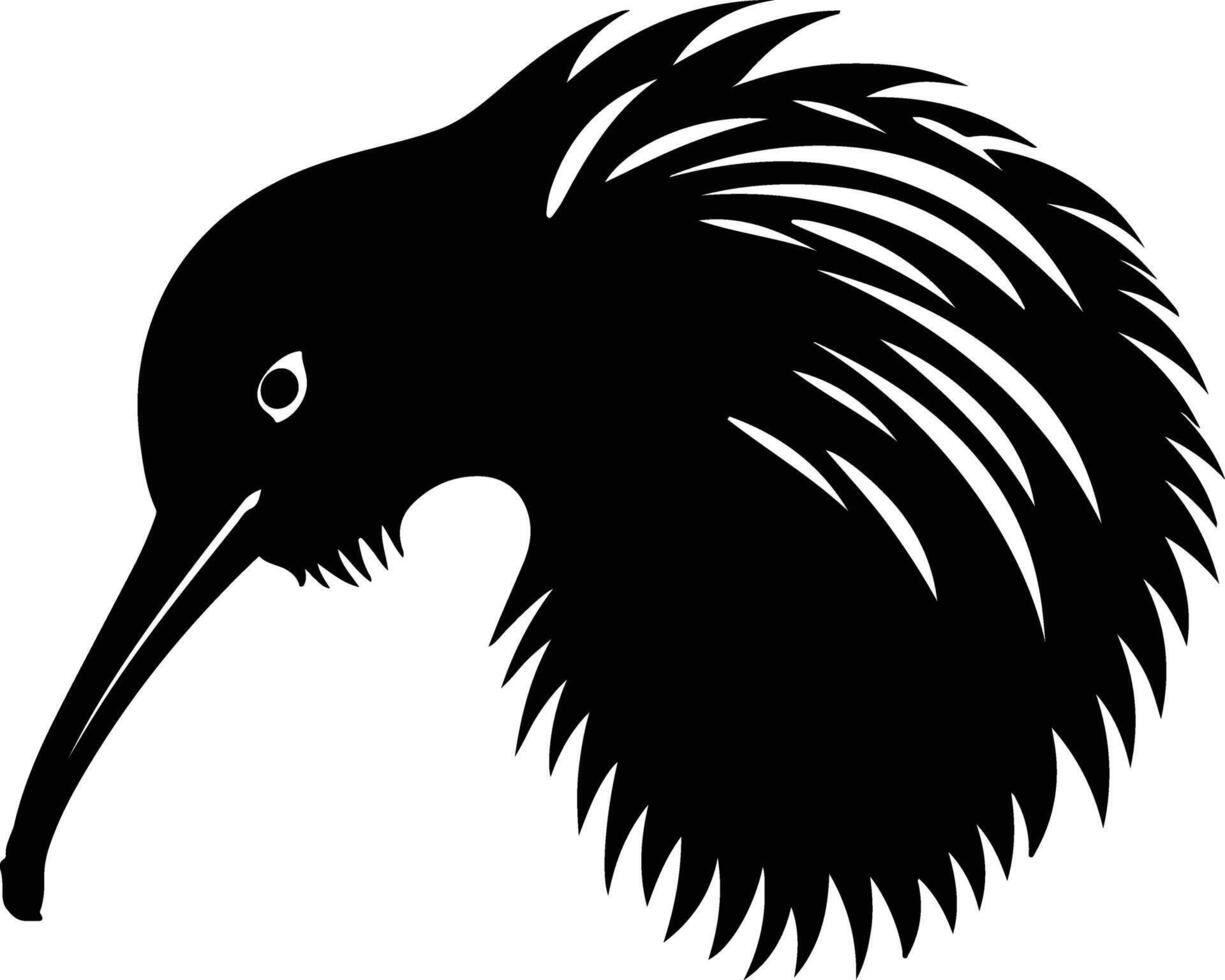 Black silhouette of kiwi head vector