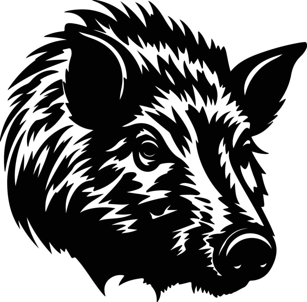 charming Black silhouette of javelina head vector