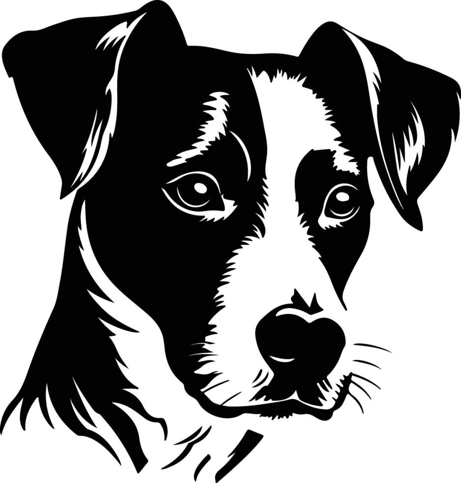 cuddly Black silhouette of Jack Russell terrier head vector