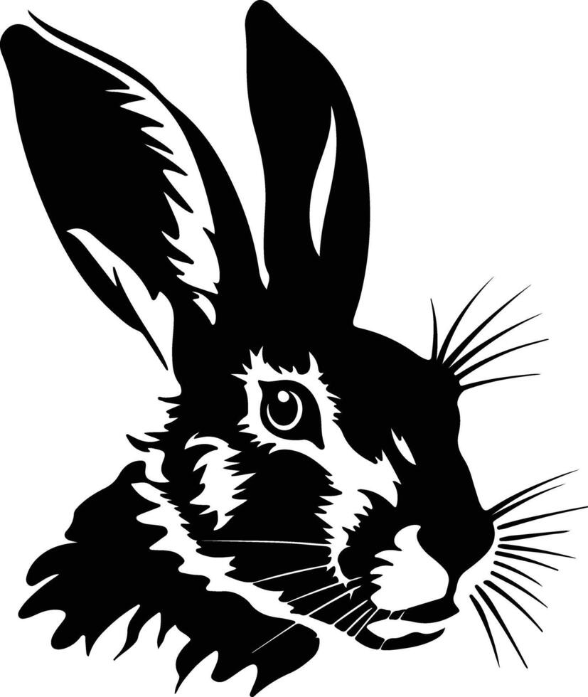 captivating Black silhouette of jack rabbit head vector