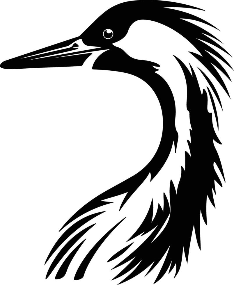 lovely Black silhouette of Japanese crane head vector