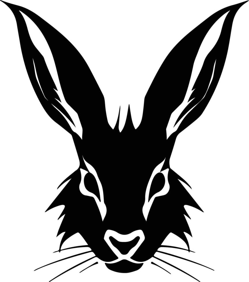 endearing Black silhouette of jack rabbit head vector