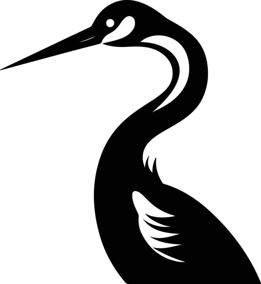 adorable Black silhouette of Japanese crane head vector