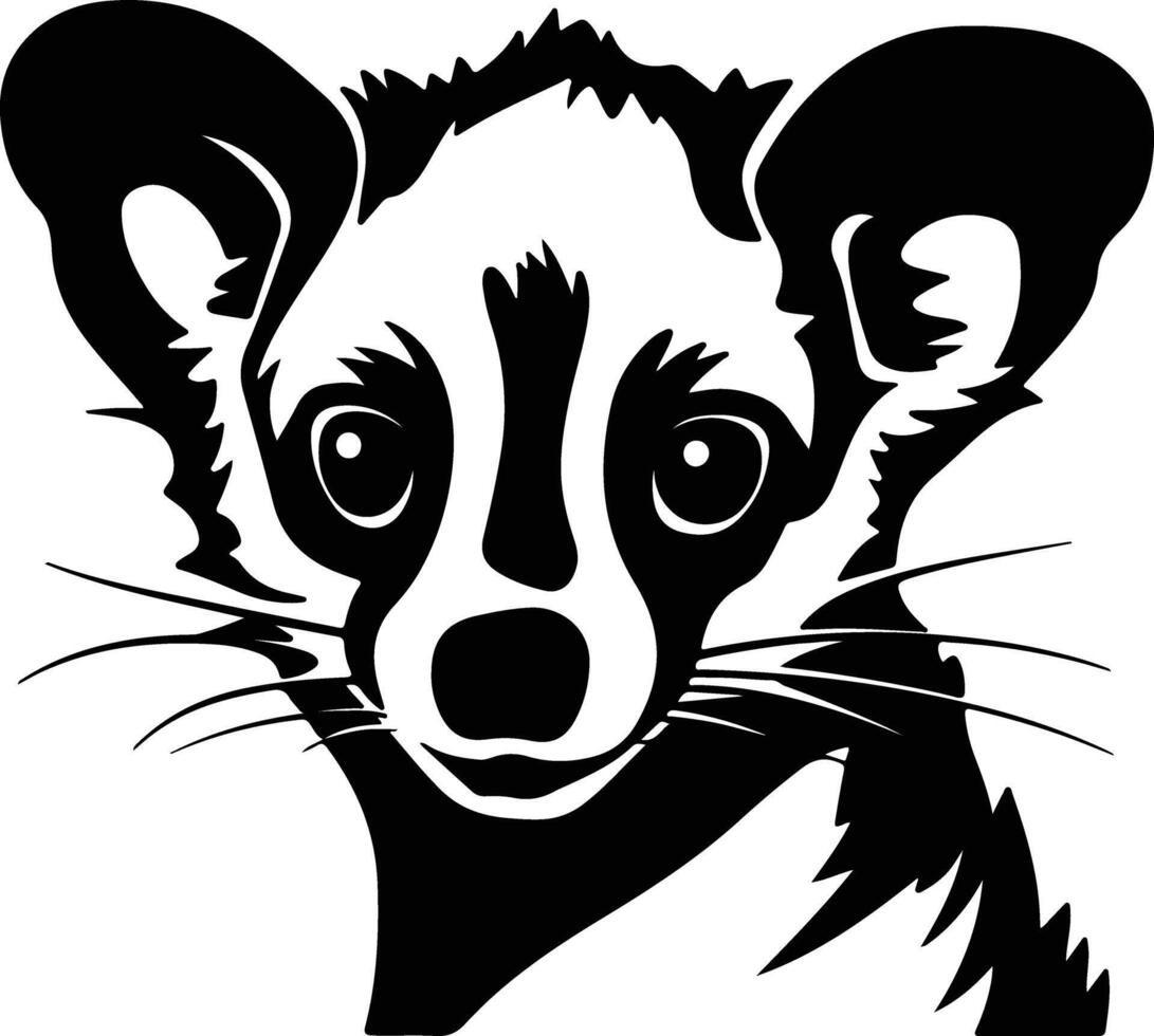 winsome Black silhouette of kinkajou head vector