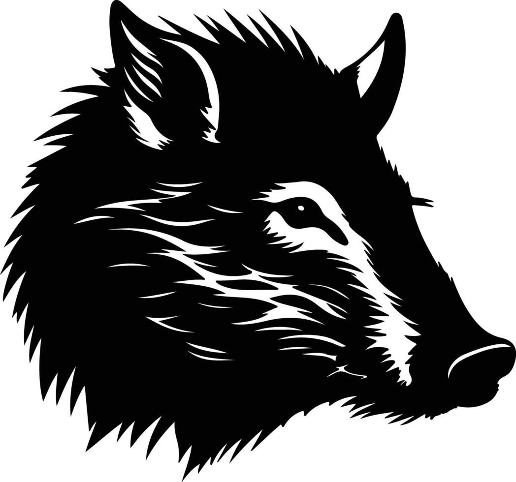 cuddly Black silhouette of javelina head vector