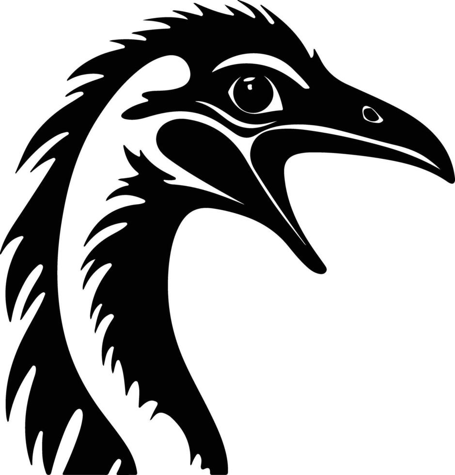 charming Black silhouette of Oviraptor head vector