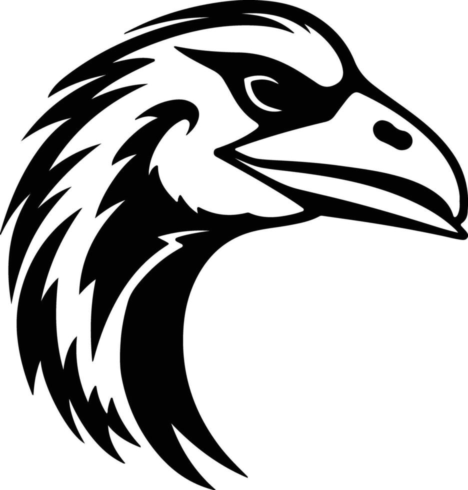 sweet Black silhouette of Oviraptor head vector