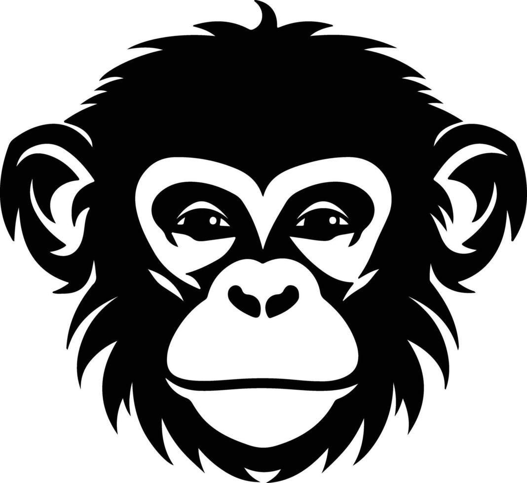 adorable Black silhouette of monkey head vector