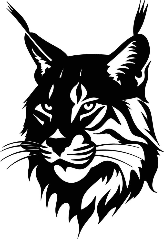 Black silhouette of lynx head vector