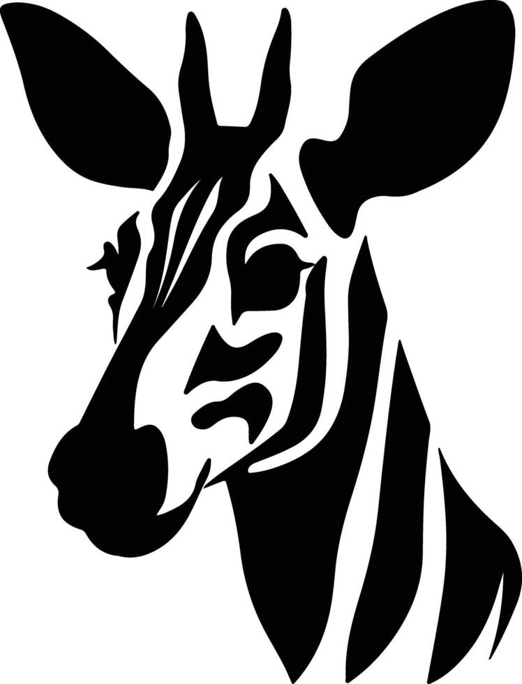 Black silhouette of okapi head vector