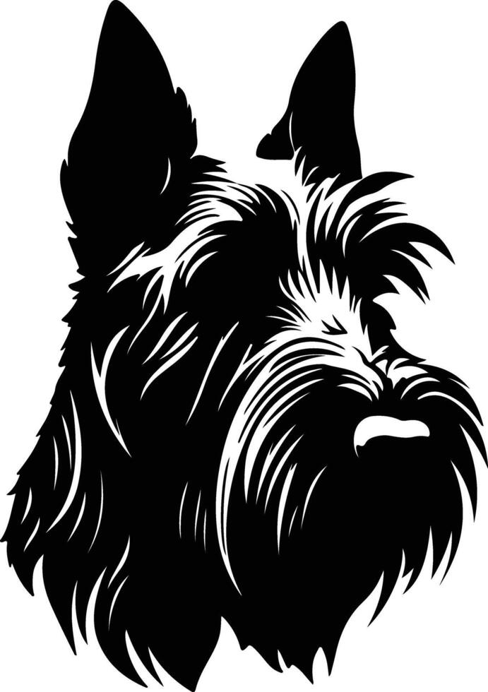 cuddly Black silhouette of Scottish terrier head vector