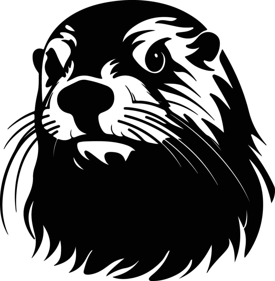 adorable Black silhouette of sea otter head vector