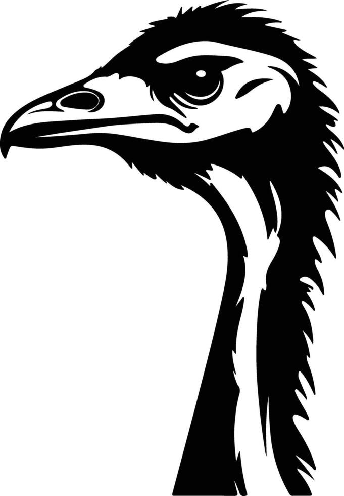 precious Black silhouette of Ornithomimus head vector