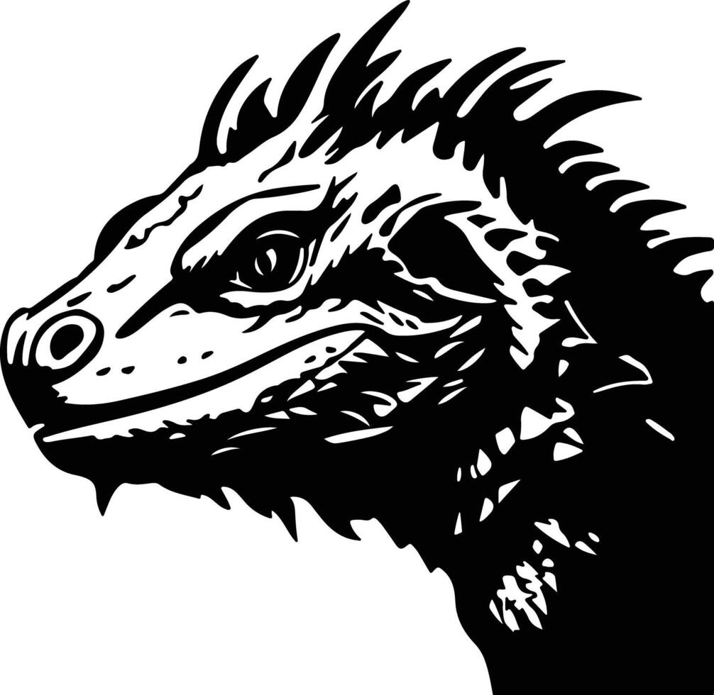 radiant Black silhouette of tuatara head vector