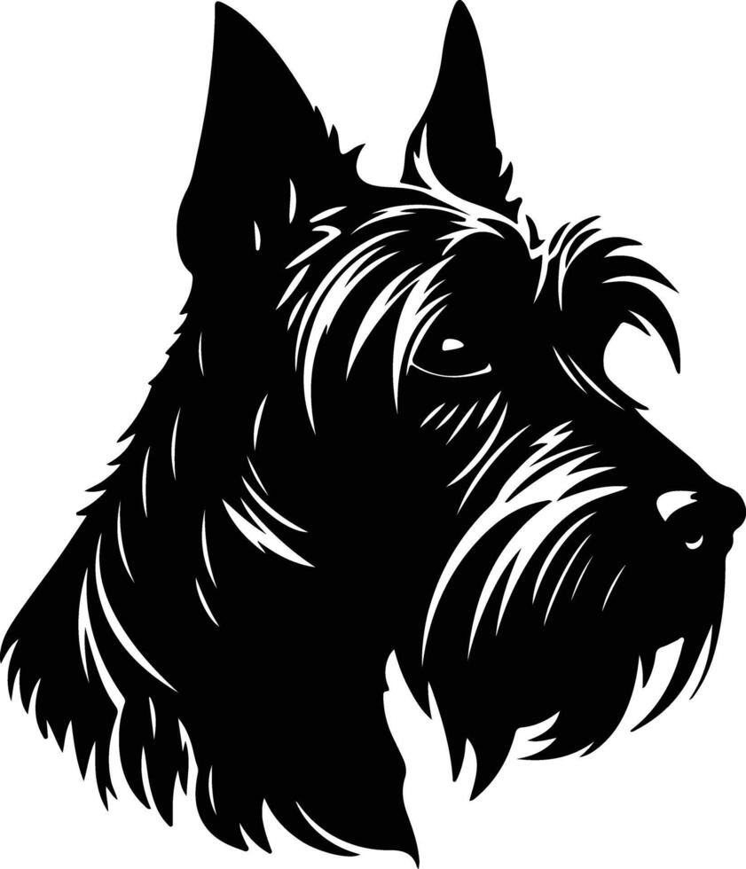 captivating Black silhouette of Scottish terrier head vector
