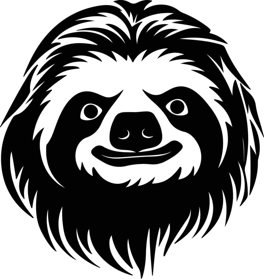 sweet Black silhouette of sloth head vector