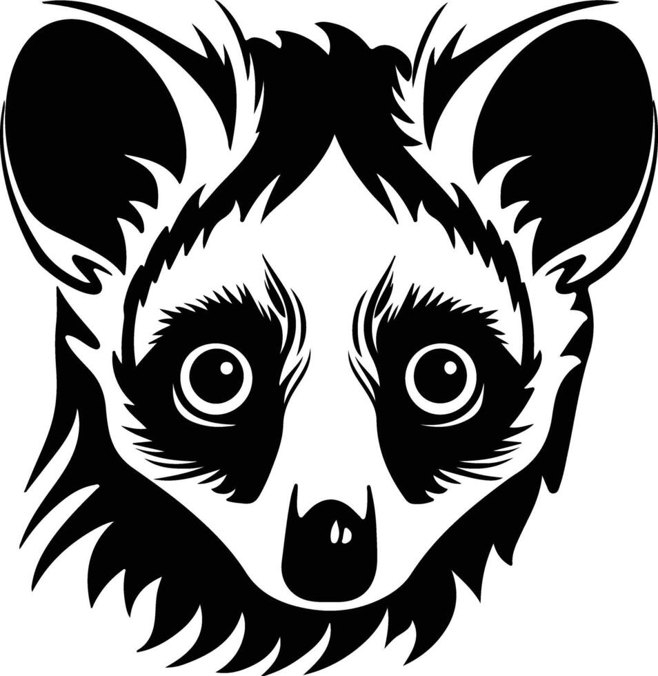 adorable Black silhouette of loris head vector