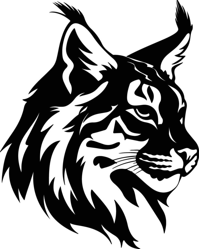 winsome Black silhouette of lynx head vector