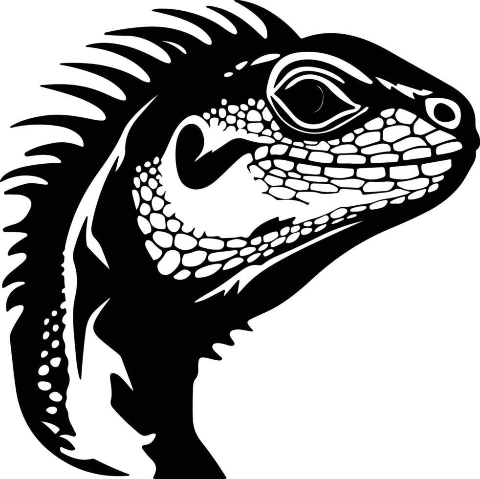 charming Black silhouette of lizard head vector