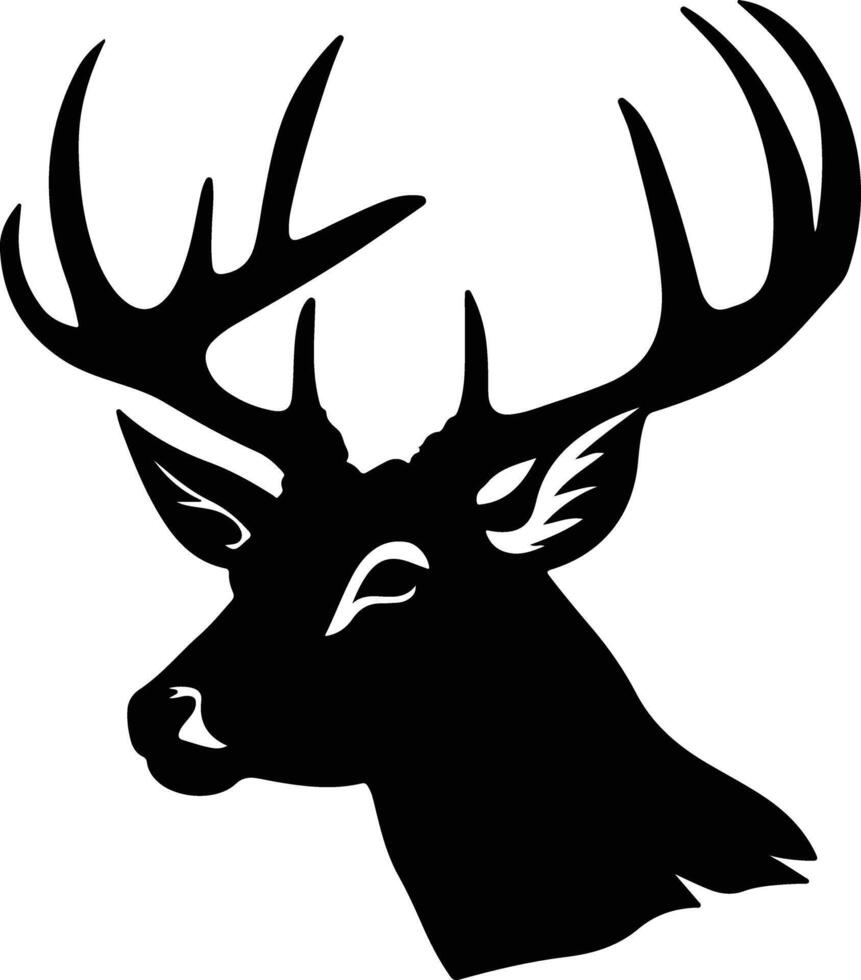 endearing Black silhouette of white-tailed deer head vector