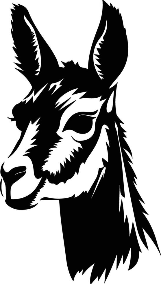 cuddly Black silhouette of llama head vector