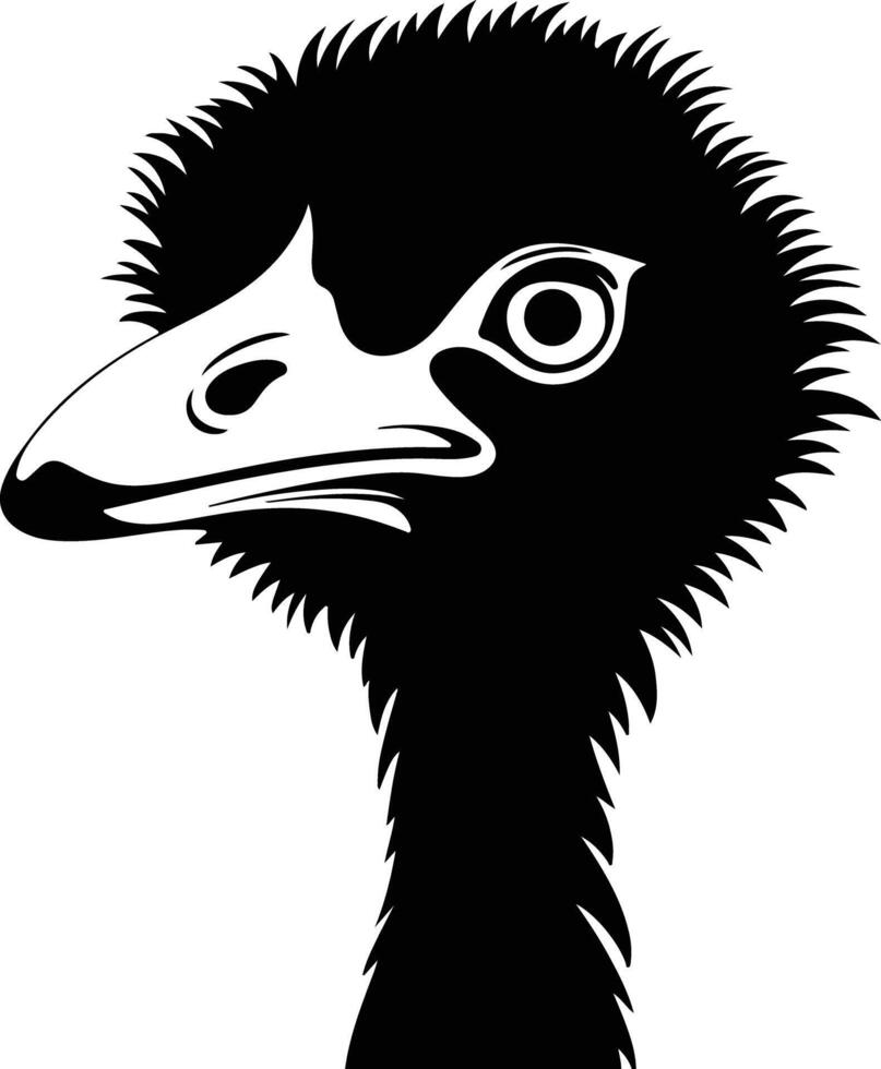 precious Black silhouette of ostrich head vector