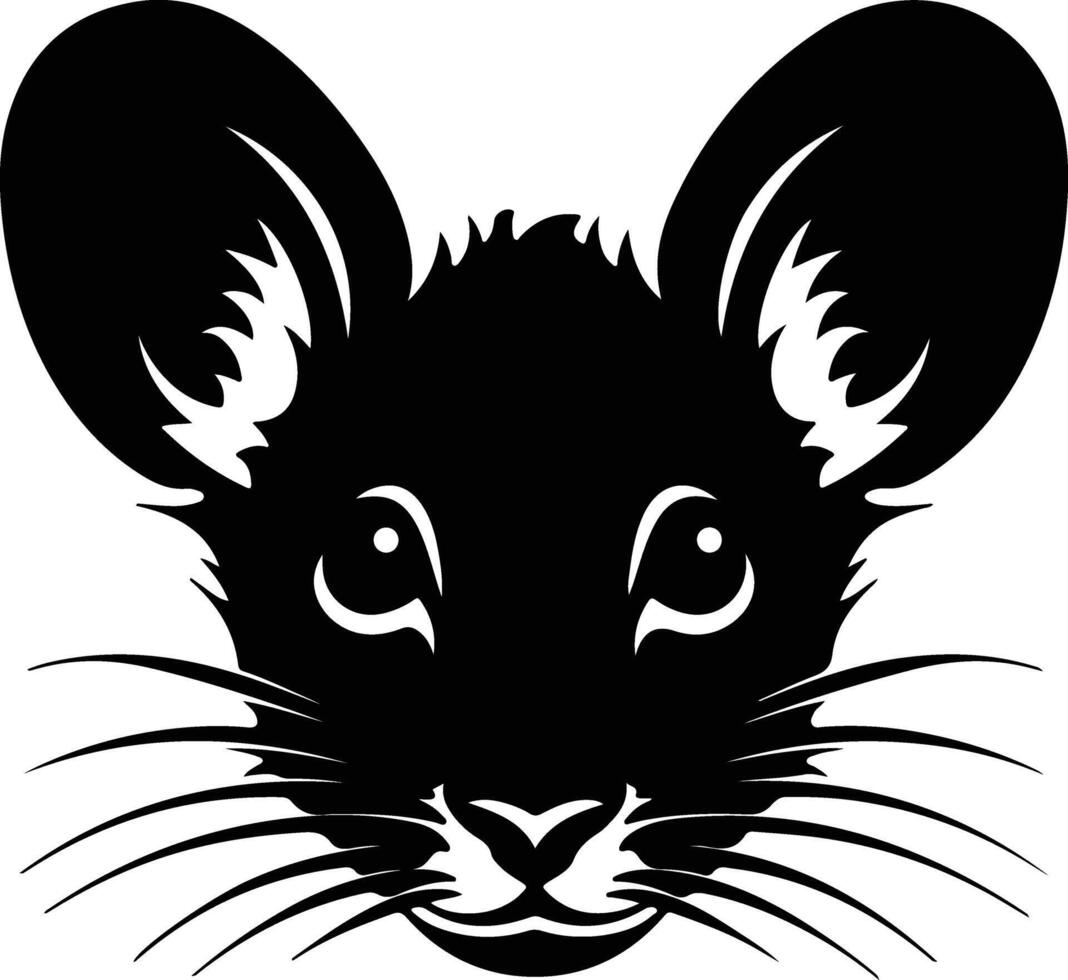 adorable Black silhouette of mouse head vector