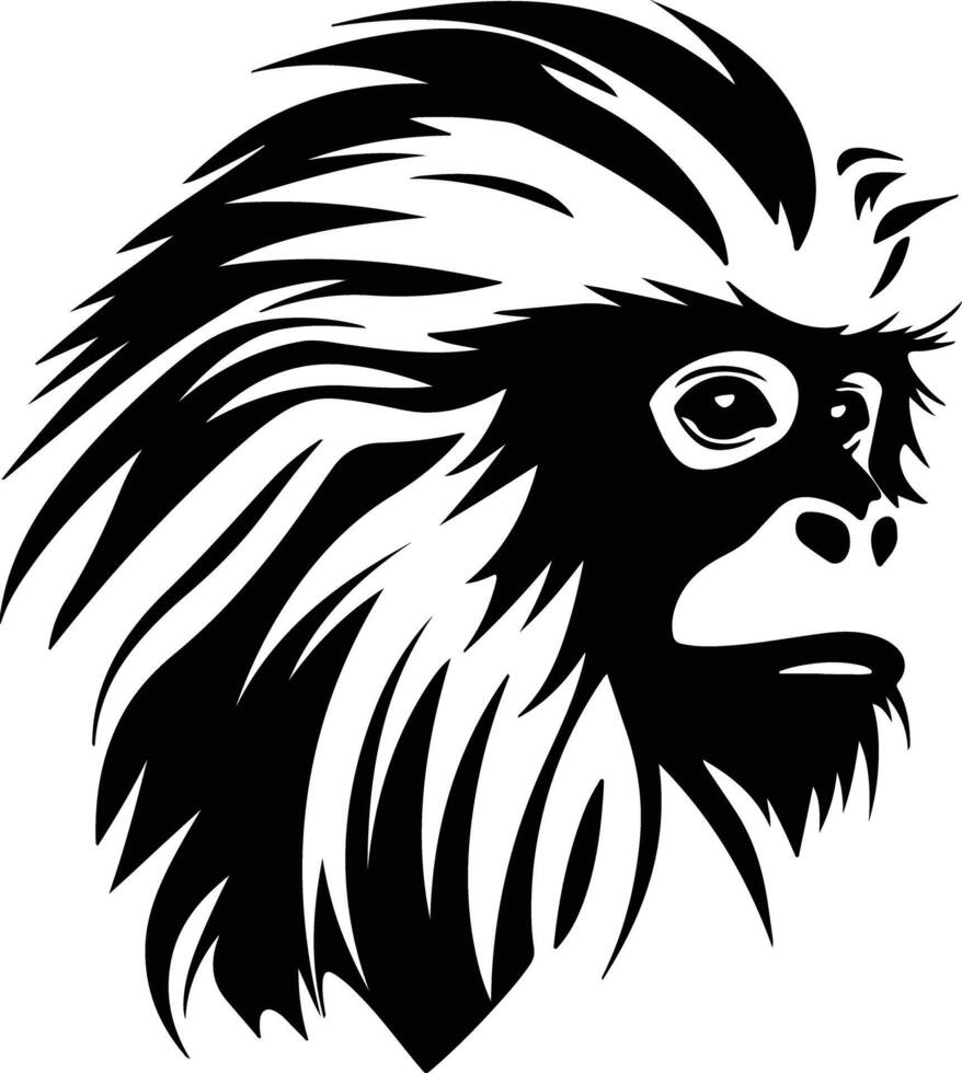 Black silhouette of tamarin head vector