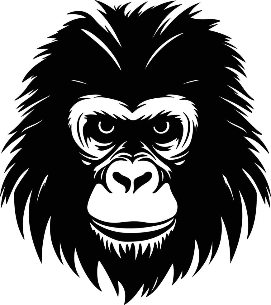 endearing Black silhouette of siamang head vector