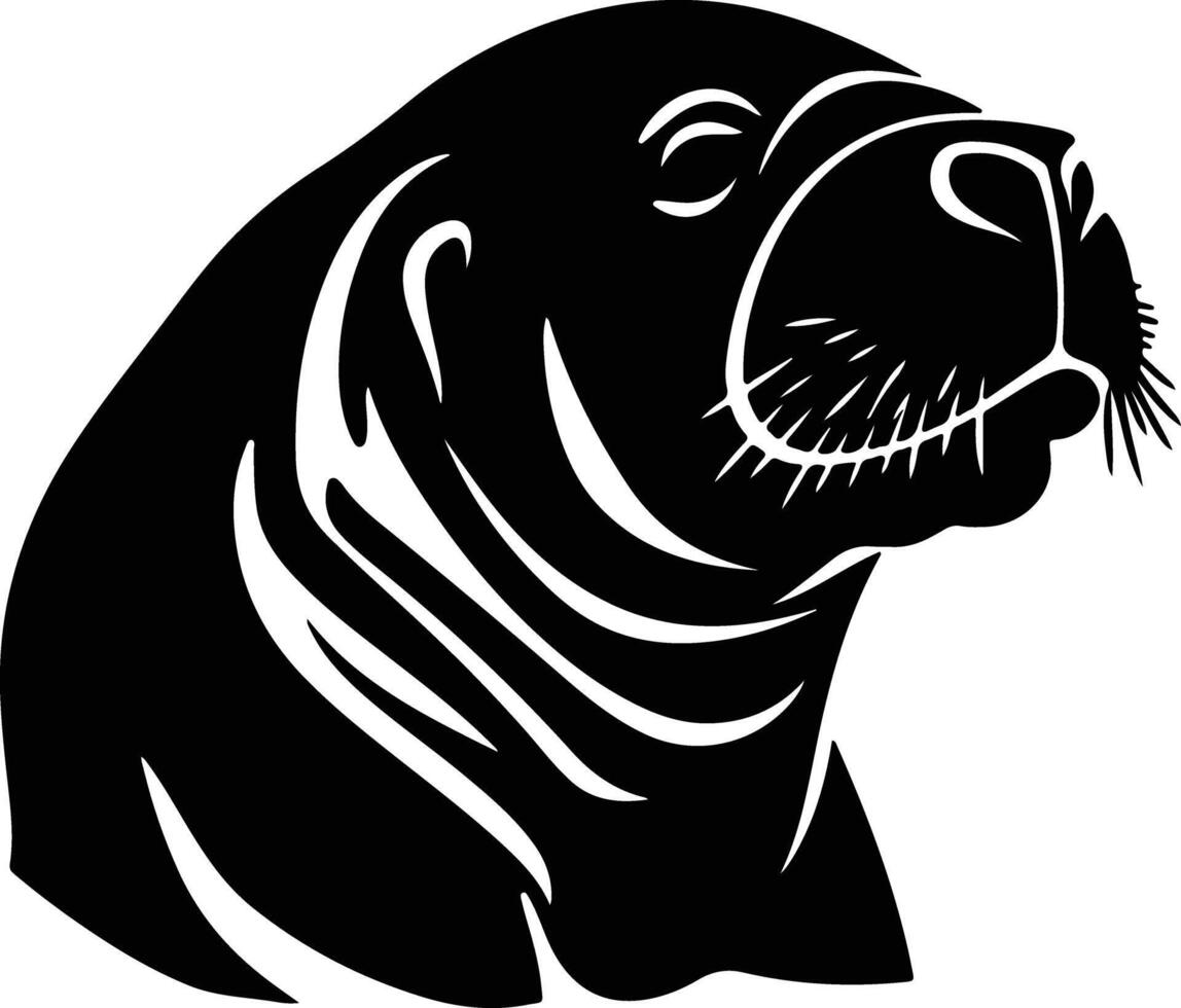 enchanting Black silhouette of northern elephant seal head vector