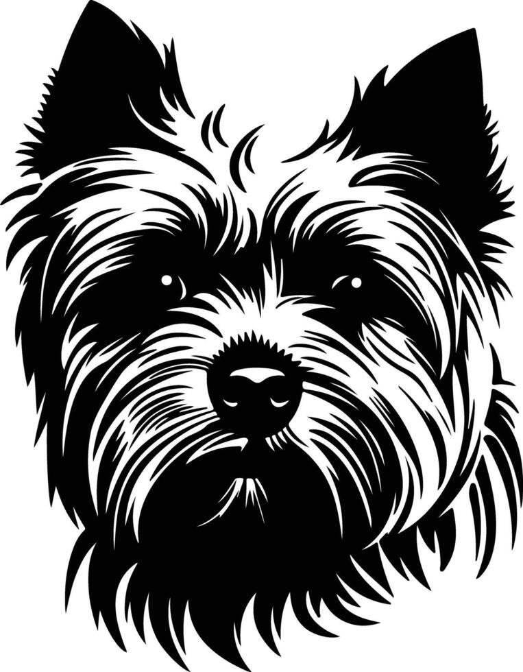 cuddly Black silhouette of Yorkshire terrier head vector