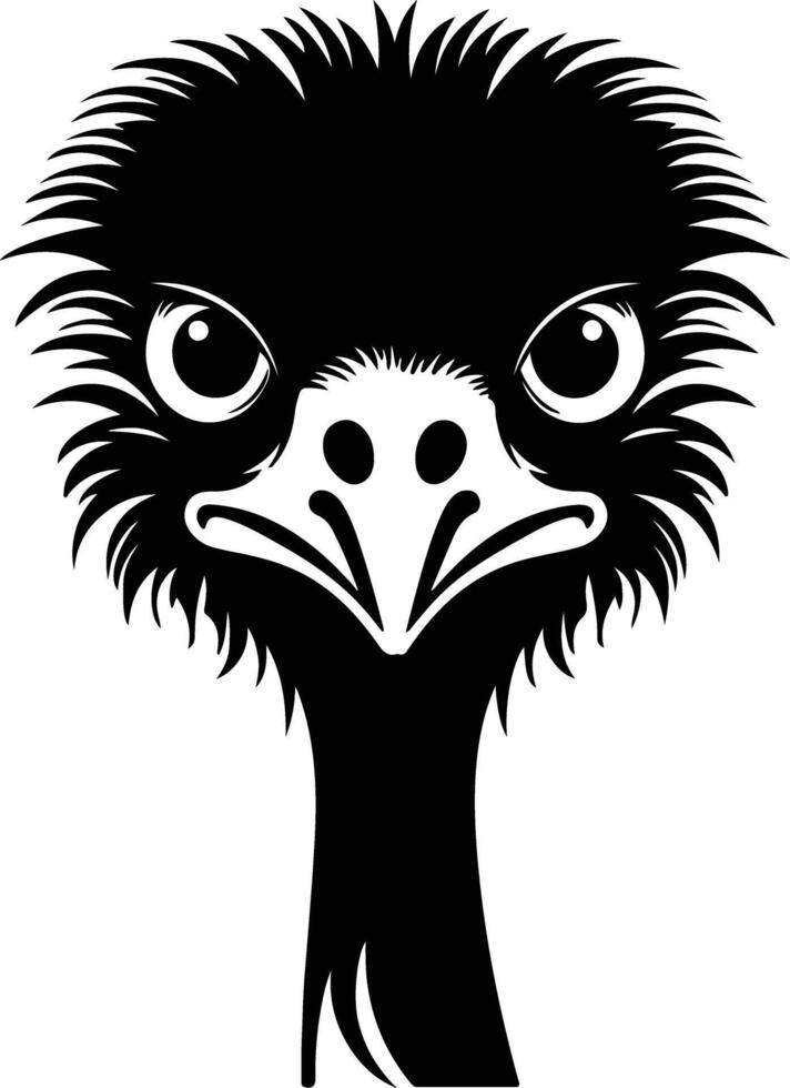 endearing Black silhouette of ostrich head vector