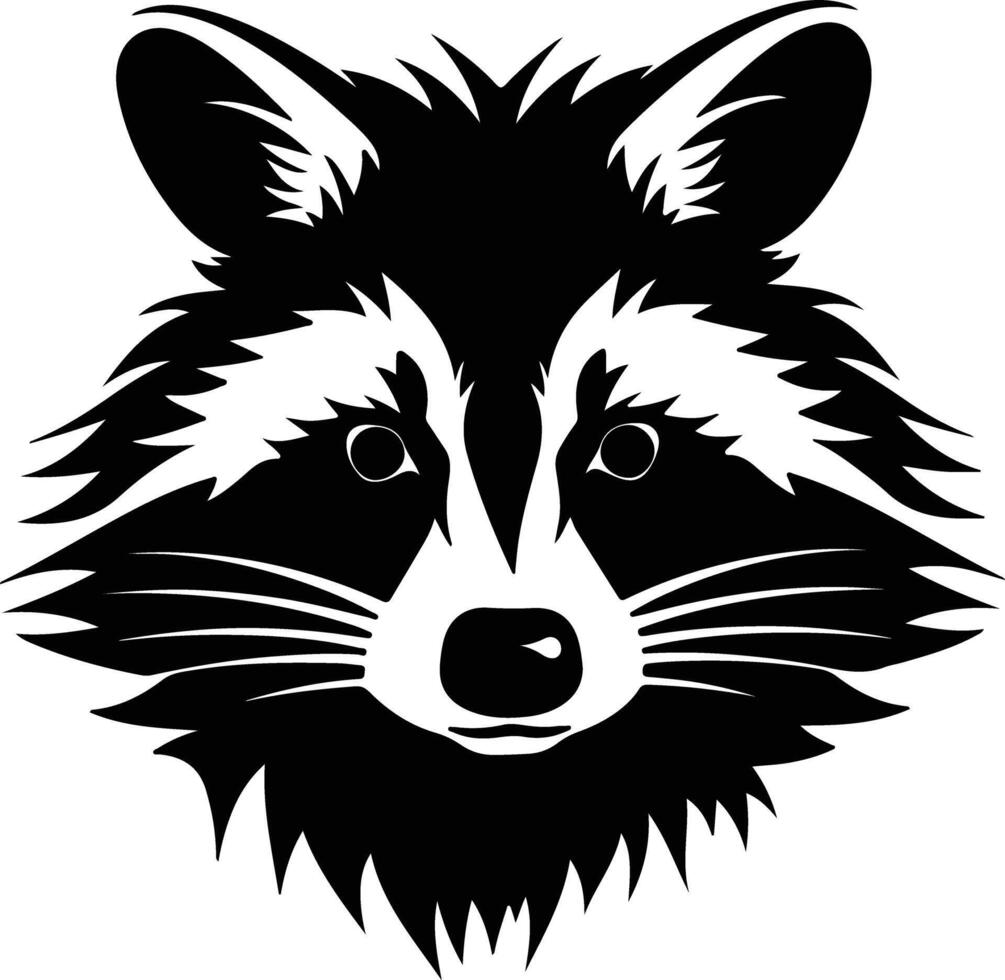 endearing Black silhouette of raccoon head vector