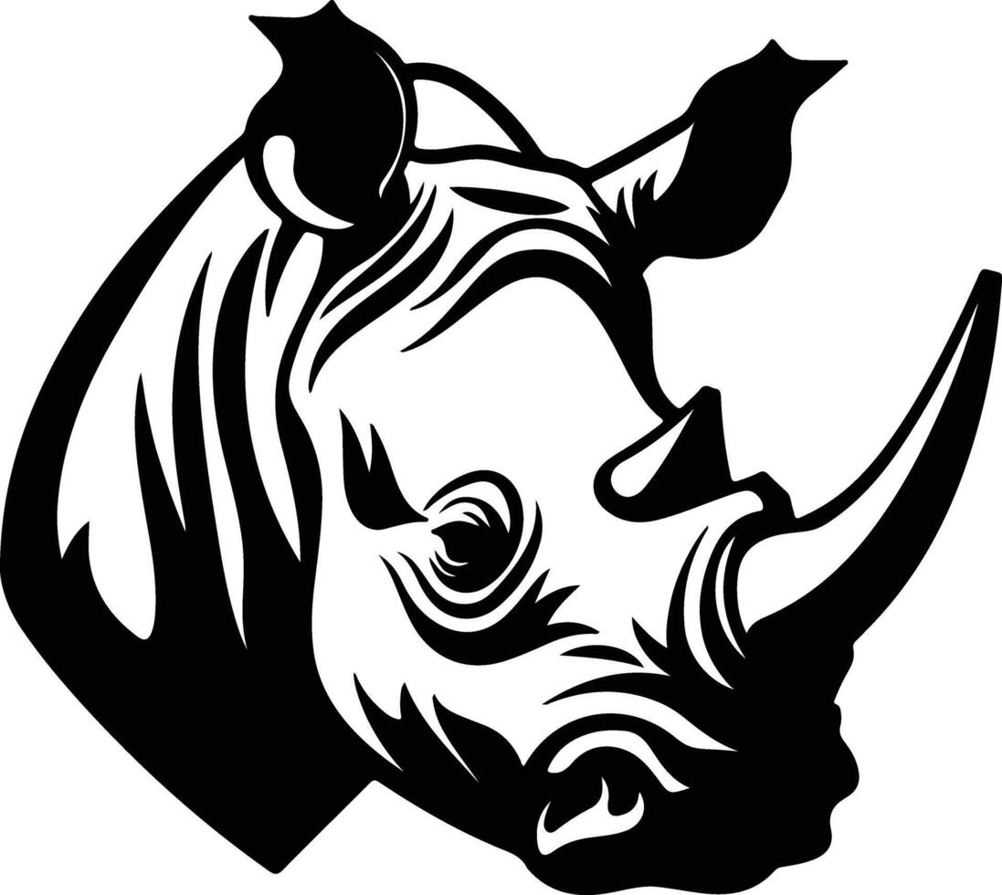 sweet Black silhouette of rhinoceros head vector