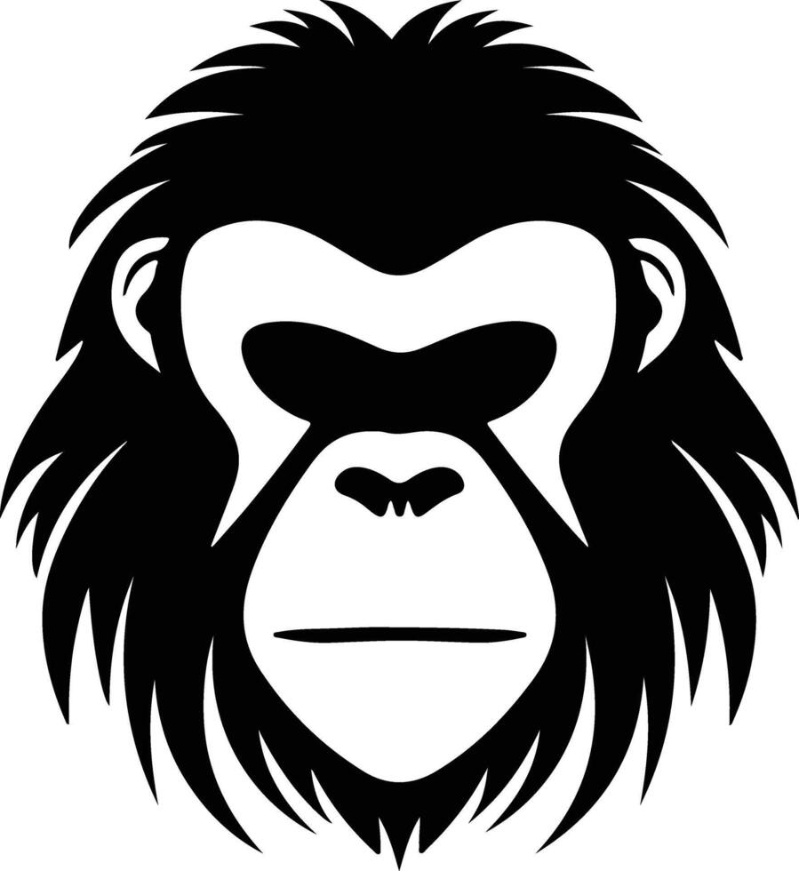 sweet Black silhouette of orangutan head vector