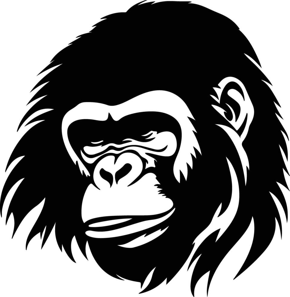 enchanting Black silhouette of orangutan head vector
