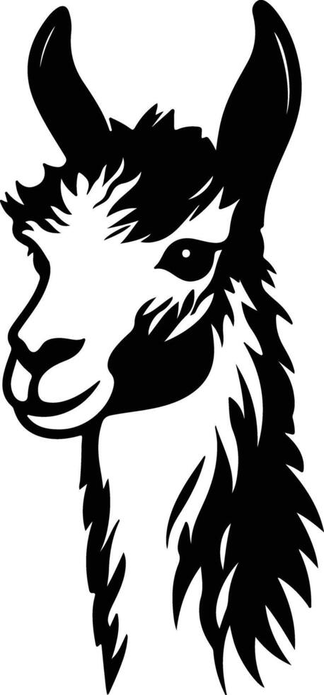 enchanting Black silhouette of llama head vector