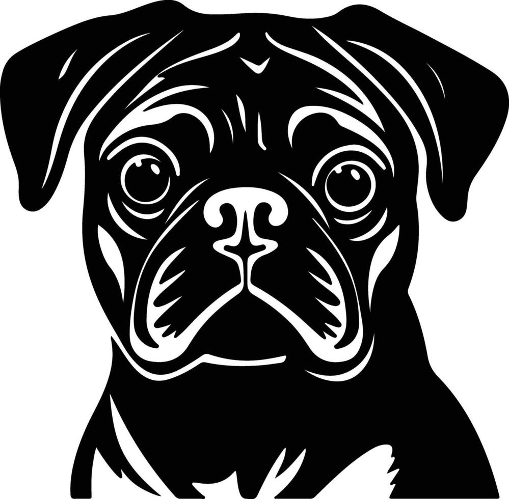 winsome Black silhouette of pug head vector