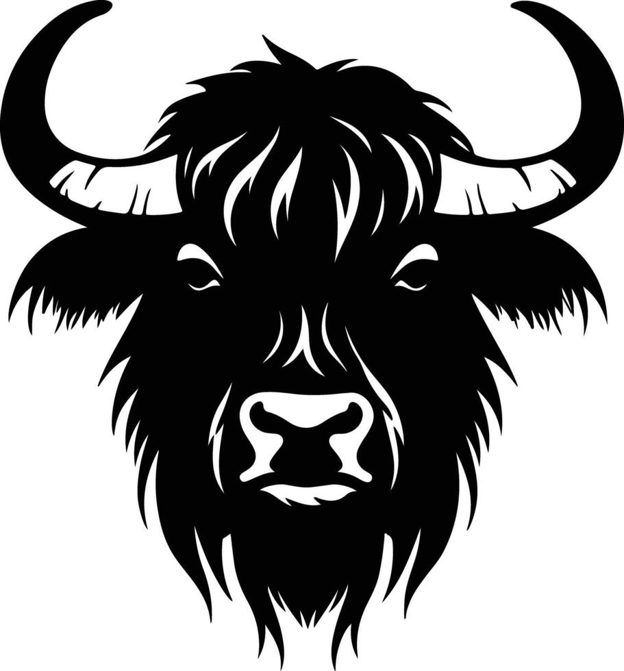 heartwarming Black silhouette of yak head vector