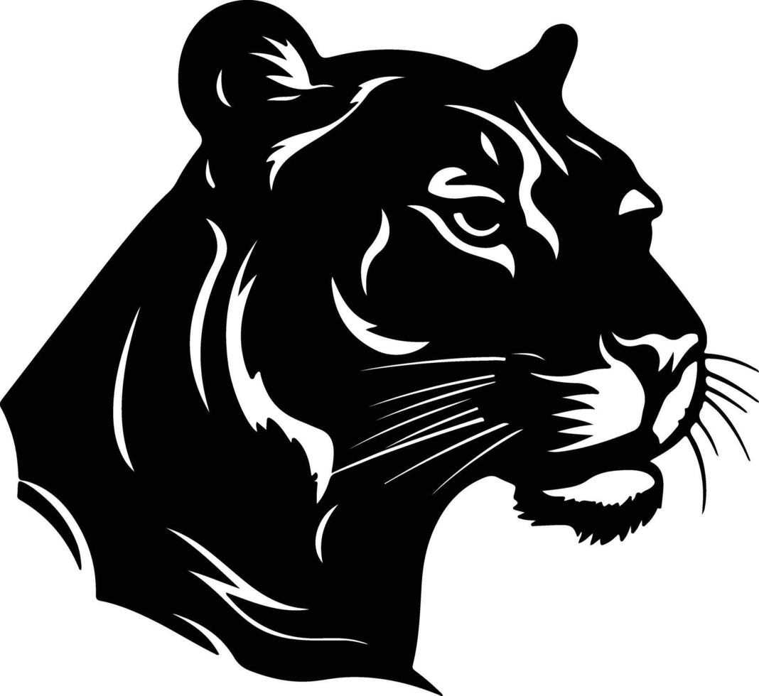 captivating Black silhouette of mountain lion head vector