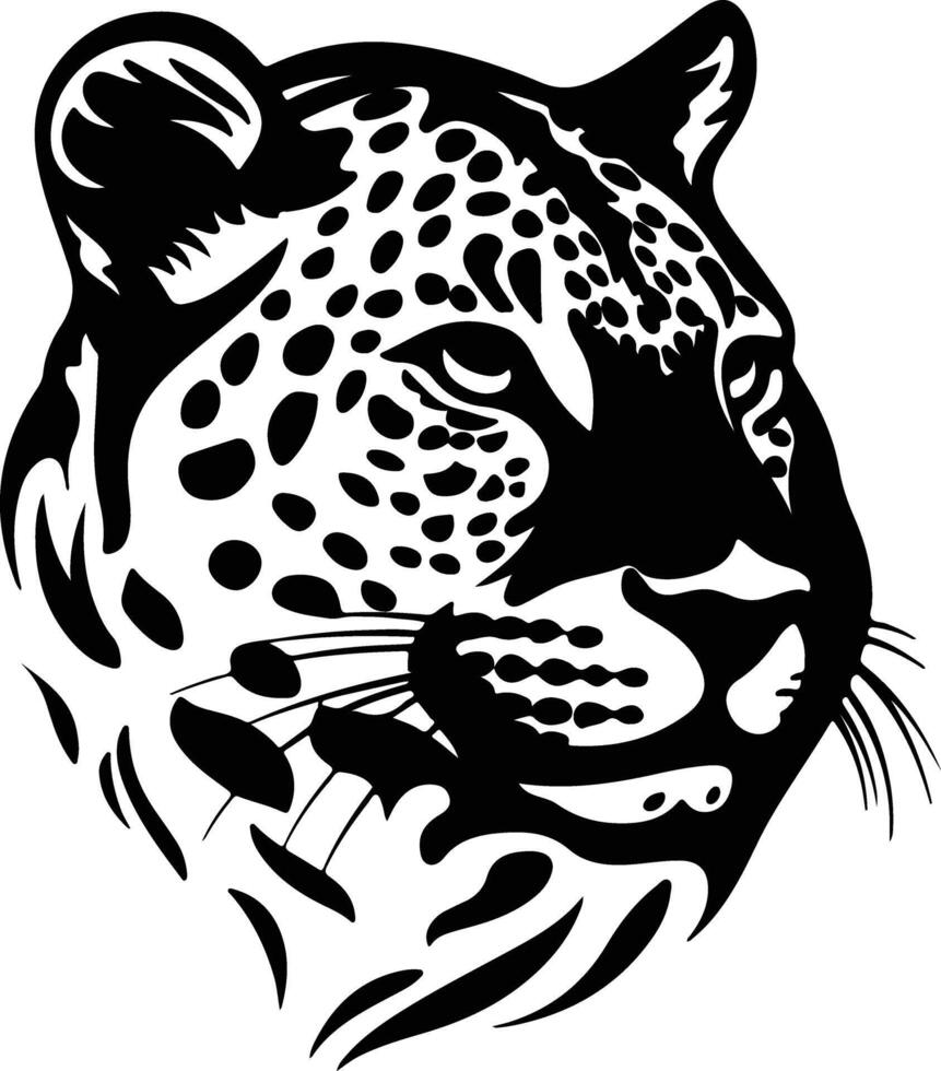 graceful Black silhouette of leopard head vector